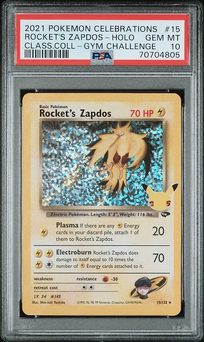 2021 Pokemon Celebrations Classic Collection 15 Rocket's Zapdos PSA 10