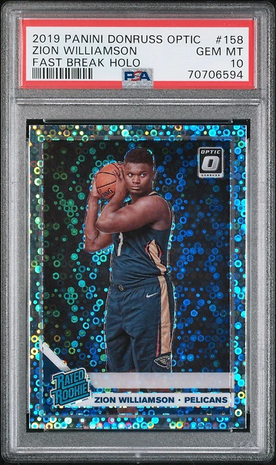 2019 Panini Donruss Optic 158 Zion Williamson Fast Break Holo PSA 10