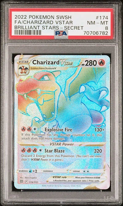 2022 Pokemon Sword & Shield Brilliant Stars 174 Fa/charizard Vstar PSA