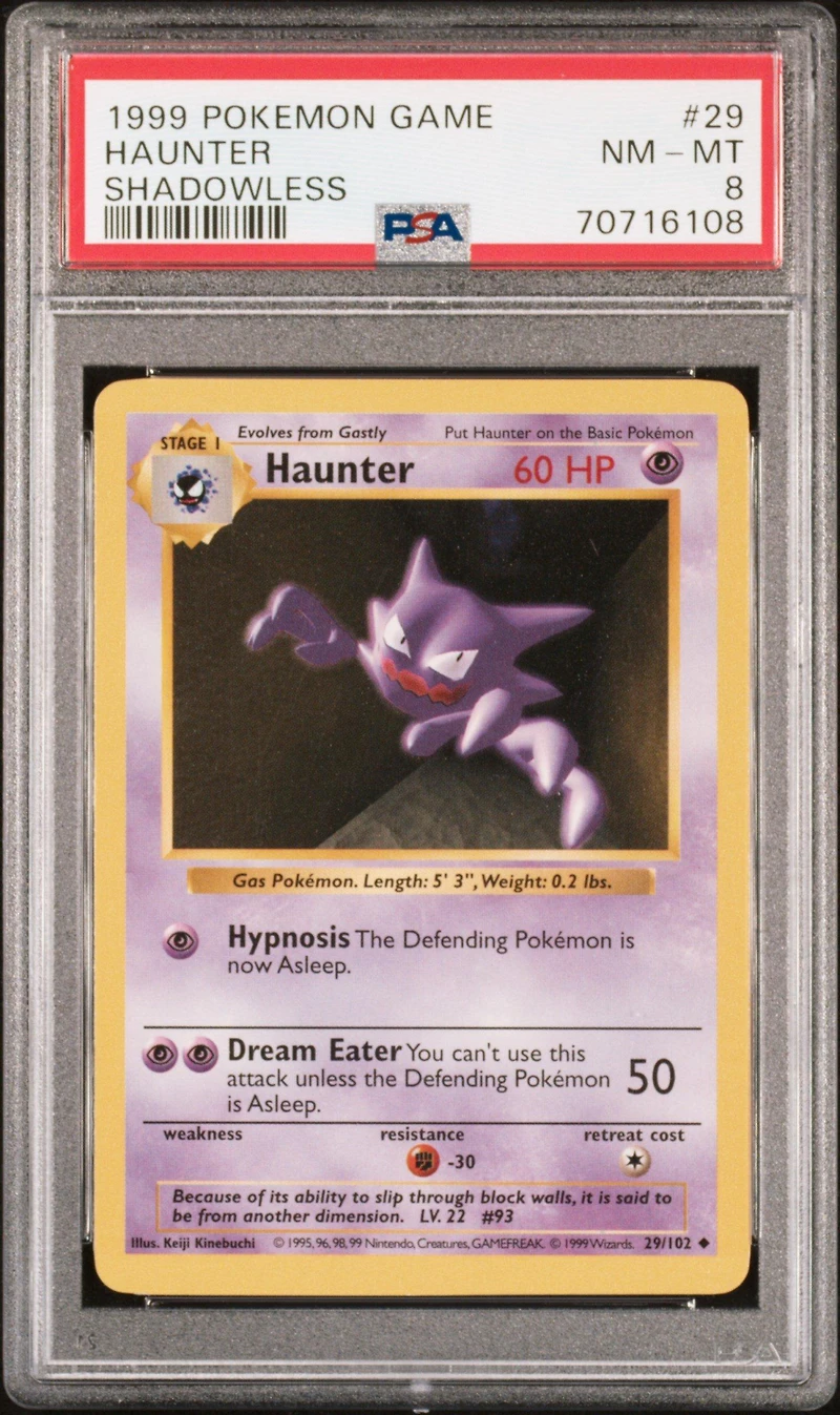 1999 Pokemon Game 29 Haunter Shadowless PSA