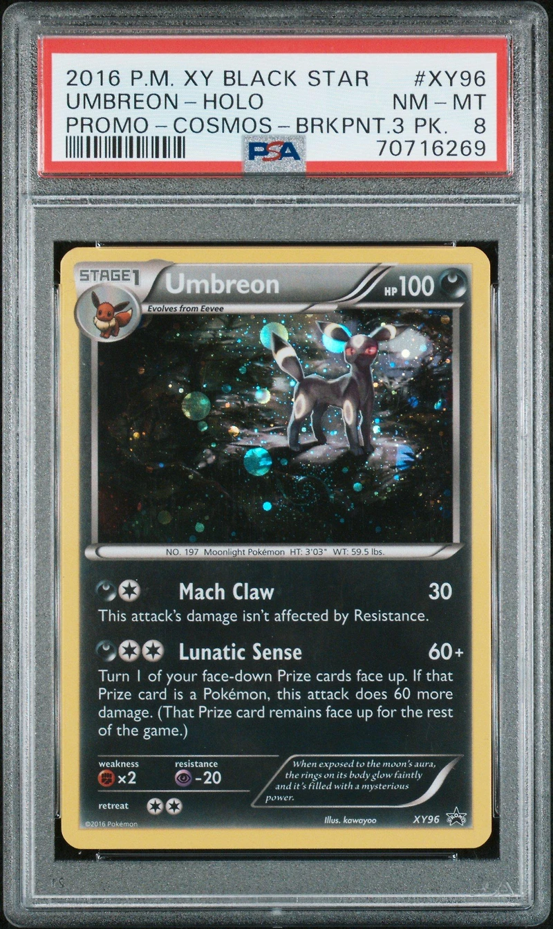 2016 Pokemon Xy Black Star Promo Xy96 Umbreon-holo Cosmos-breakpoint 3 Pack PSA