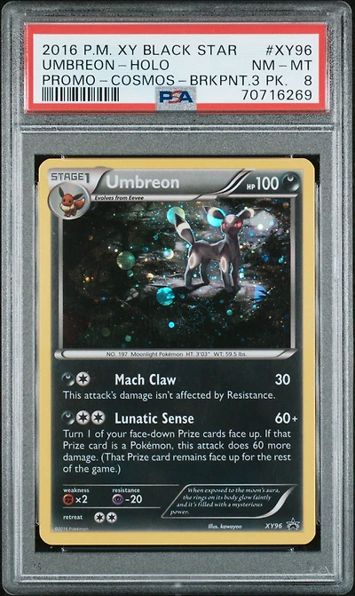 2016 Pokemon Xy Black Star Promo Xy96 Umbreon-holo Cosmos-breakpoint 3 Pack PSA