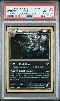 2016 Pokemon Xy Black Star Promo Xy96 Umbreon-holo Cosmos-breakpoint 3 Pack PSA