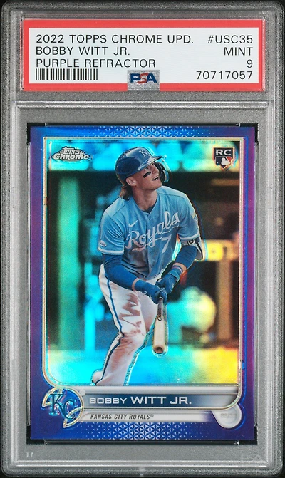 2022 Topps Chrome Update Usc35 Bobby Witt Jr. Purple Refractor PSA 9