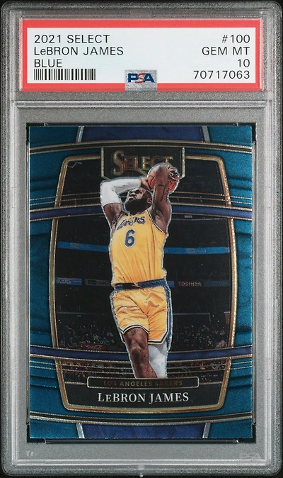 2021 Panini Select 100 Lebron James Blue PSA 10