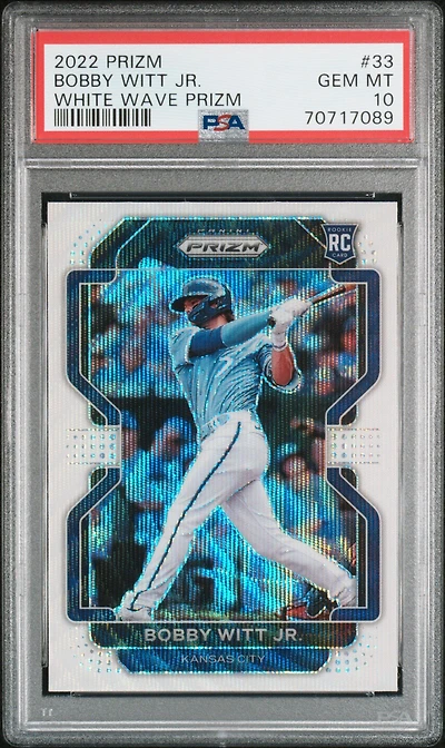 2022 Panini Prizm 33 Bobby Witt Jr. White Wave Prizm PSA