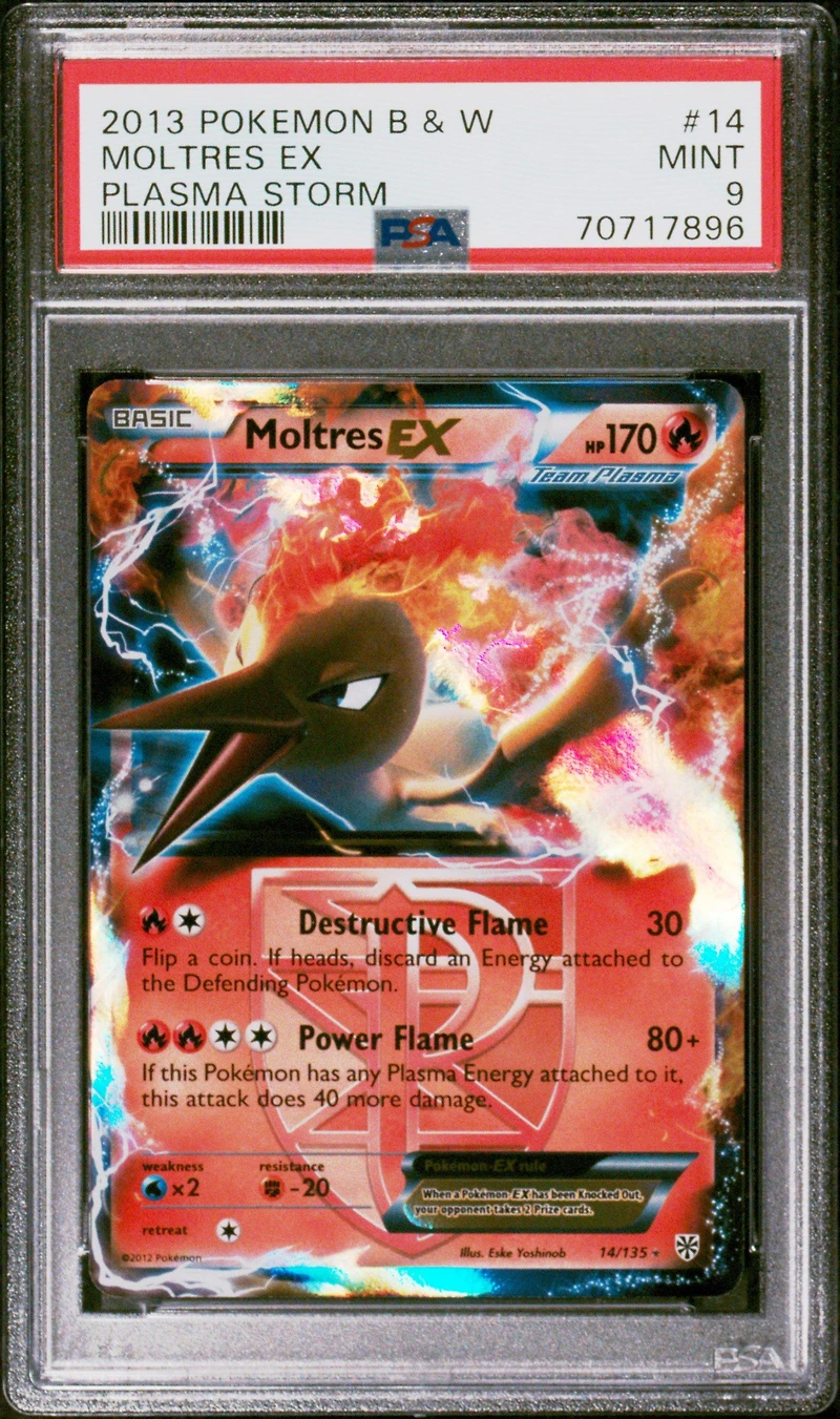 2013 Pokemon Black & White Plasma Storm 14 Moltres Ex PSA 9