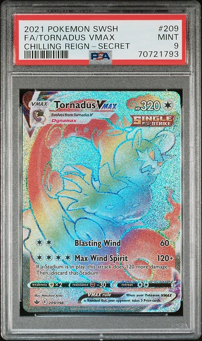 2021 Pokemon Sword & Shield Chilling Reign 209 Full Art/tornadus Vmax Secret PSA