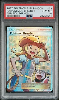 2017 Pokemon Sun & Moon Shining Legends 73 Full Art/pokemon Breeder PSA 10