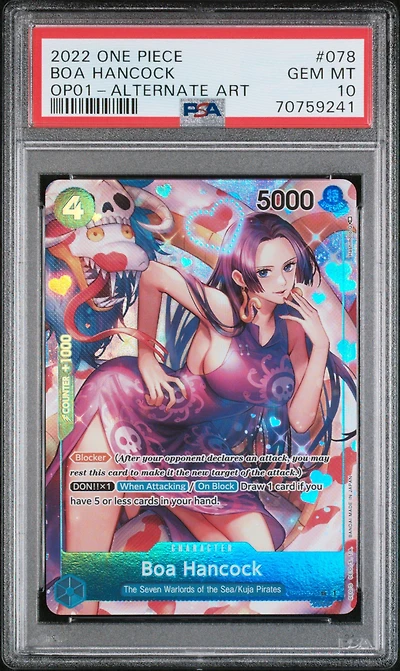 2022 One Piece Op01-romance Dawn 078 Boa Hancock Alternate Art PSA 10