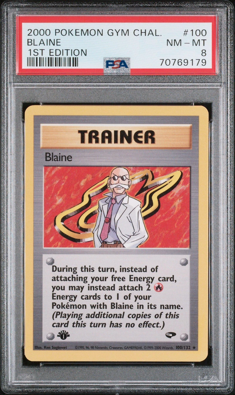 2000 Pokemon Gym Challenge 100 Blaine 1st Edition PSA 8