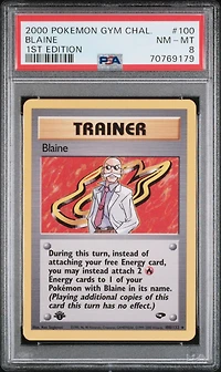 2000 Pokemon Gym Challenge 100 Blaine 1st Edition PSA 8
