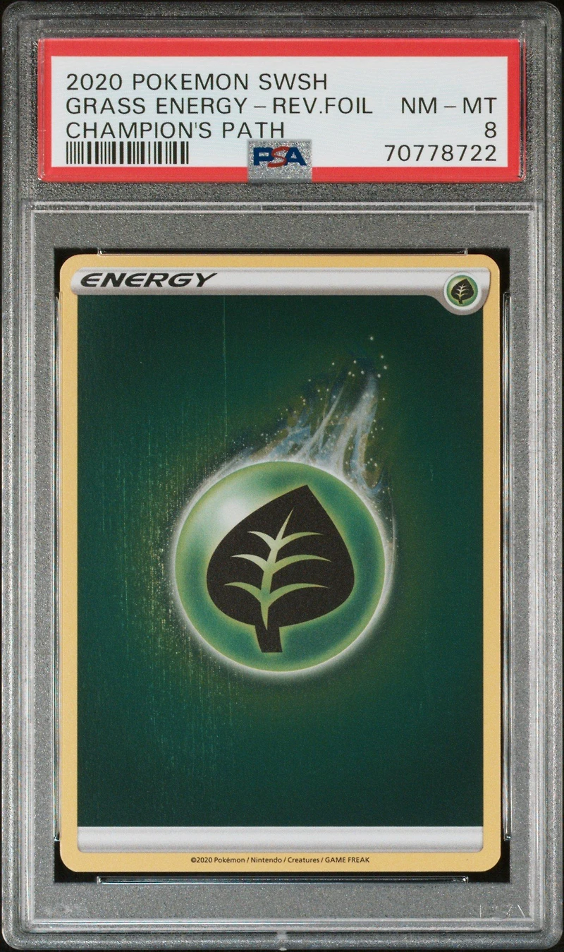 2020 Pokemon Sword & Shield Champion's Path Grass Energy-reverse Foil PSA 8