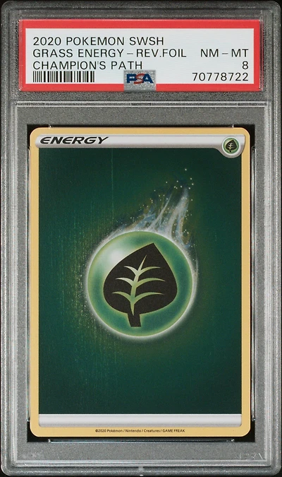 2020 Pokemon Sword & Shield Champion's Path  Grass Energy-reverse Foil PSA 8