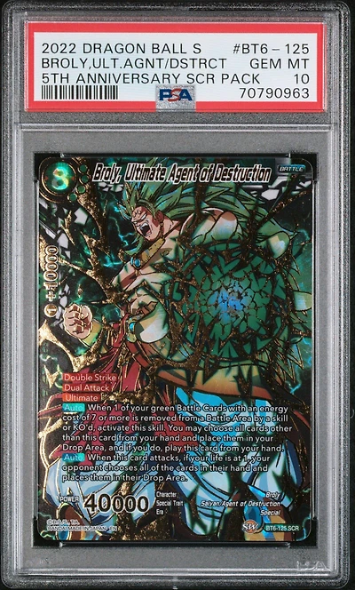 2019 Dragon Ball Super Card Game Series 6 Destroyer Kings Bt6-125 Broly,ult.agnt/dstrct PSA 10