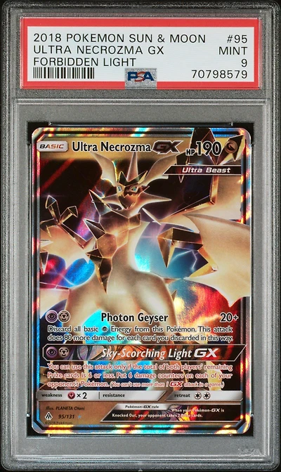 2018 Pokemon Sun & Moon Forbidden Light 95 Ultra Necrozma Gx PSA 9