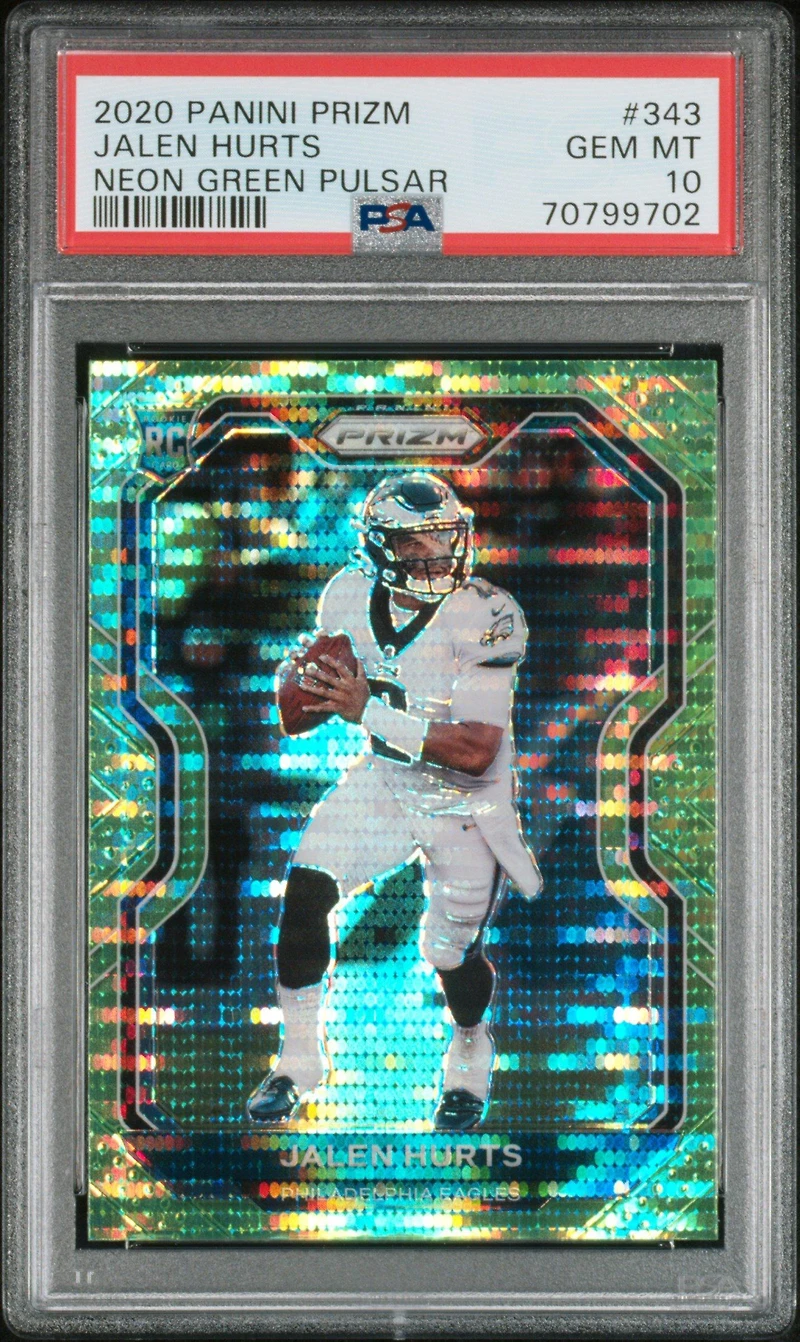 Panini Prizm Jalen Hurts Neon Green Pulsar PSA
