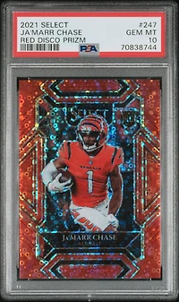 2021 Panini Select 247 Ja'marr Chase Red Disco Prizm PSA 10