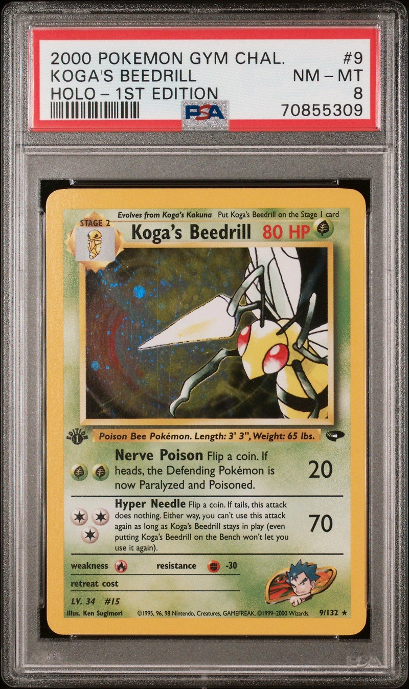 2000 Pokemon Gym Challenge 9 Koga's Beedrill Holo-1st Edition PSA