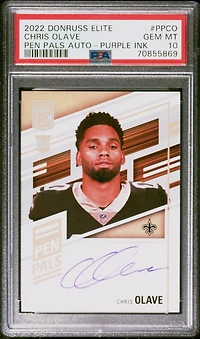 2022 Panini Donruss Elite Pen Pals Autographs Ppco Chris Olave Purple Ink PSA 10