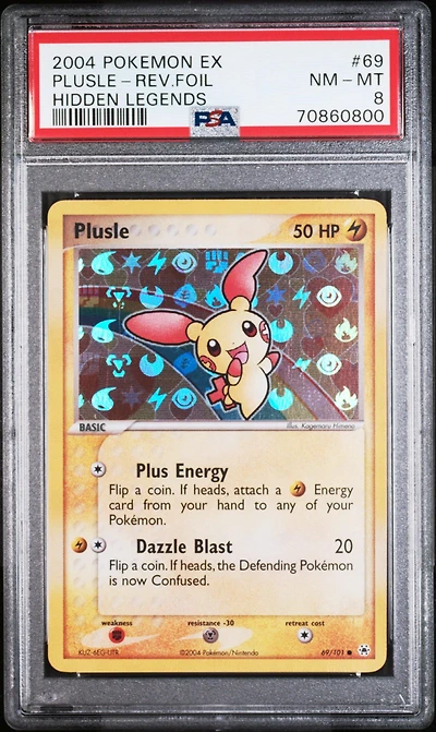 2004 Pokemon Ex Hidden Legends 69 Plusle-reverse Foil PSA 8