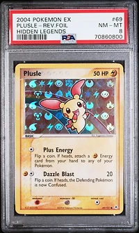 2004 Pokemon Ex Hidden Legends 69 Plusle-reverse Foil PSA 8