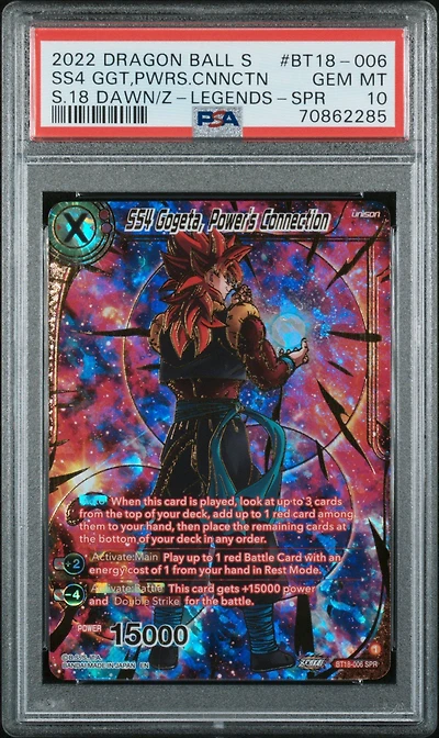 2022 Dragon Ball Super Card Game Series 18 Dawn Of The Z-legends Bt18-006 Ss4 Gogeta, Cnnctn PSA 10
