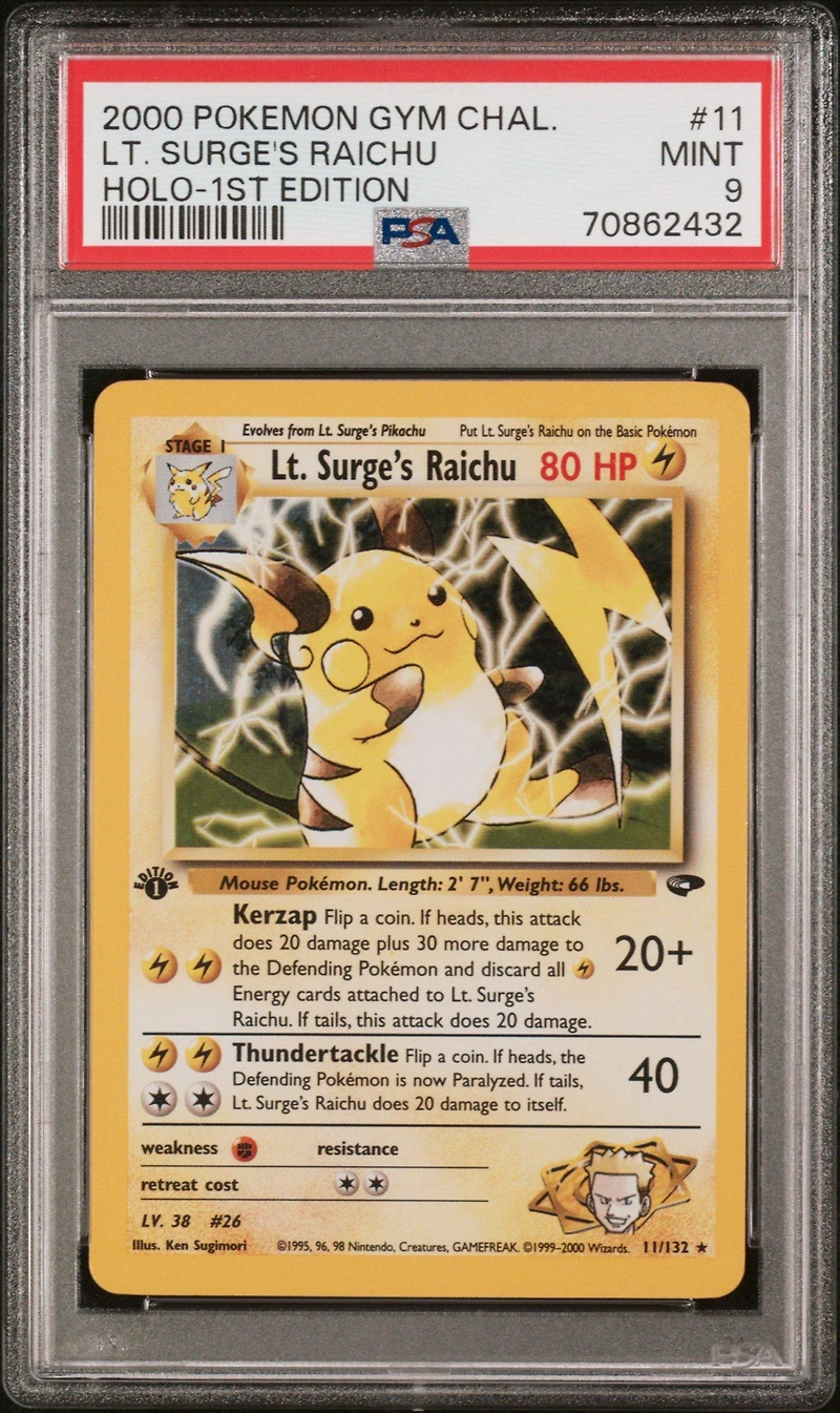 2000 Pokemon Gym Challenge 11 Lt. Surge's Raichu PSA