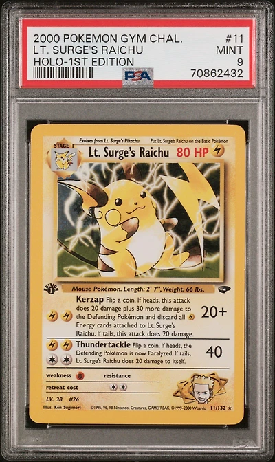 2000 Pokemon Gym Challenge 11 Lt. Surge's Raichu PSA