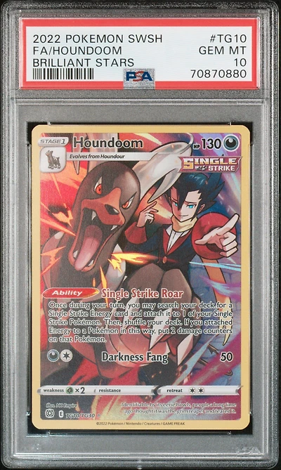 2022 Pokemon Sword & Shield Brilliant Stars Tg10 Full Art/houndoom PSA