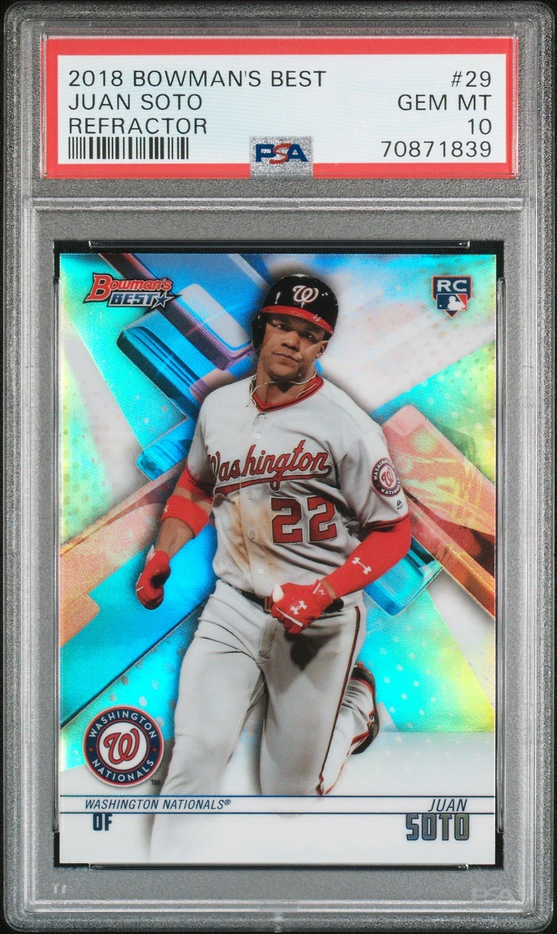2018 Bowman's Best 29 Juan Soto Refractor PSA 10