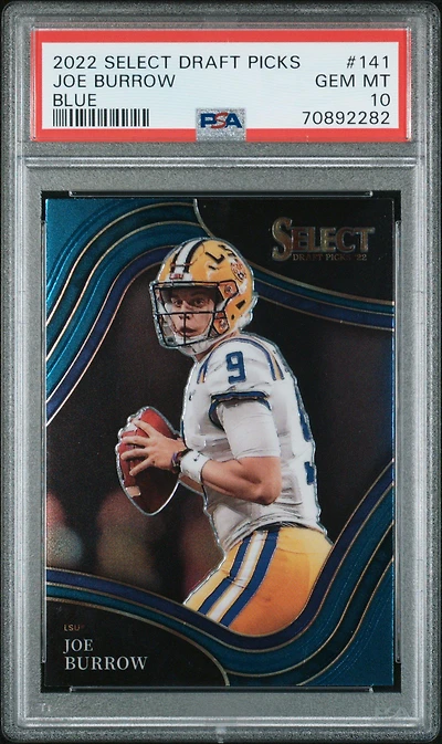 2022 Panini Select Draft Picks 141 Joe Burrow Blue PSA 10