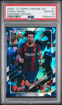 Topps Chrome Uefa Champions League Sapphire Edition Lionel Messi PSA 10