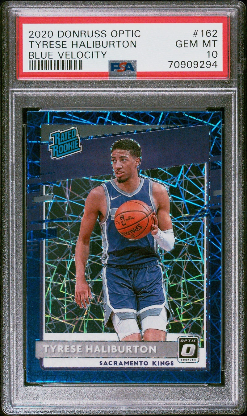 2020 Panini Donruss Optic 162 Tyrese Haliburton Blue Velocity PSA 10