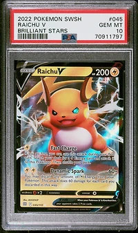 2022 Pokemon Sword & Shield Brilliant Stars 045 Raichu V PSA 10