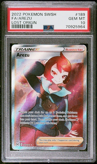 2022 Pokemon Sword & Shield Lost Origin 189 Fa/arezu PSA 10