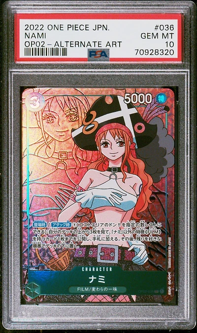 2022 One Piece Japanese Op02-paramount War 036 Nami Alternate Art PSA 10