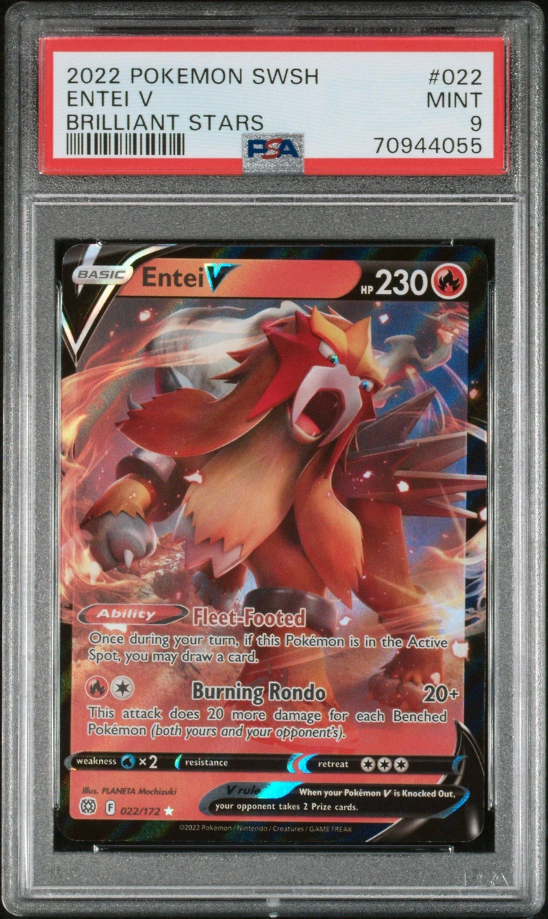 2022 Pokemon Sword & Shield Brilliant Stars 022 Entei V PSA