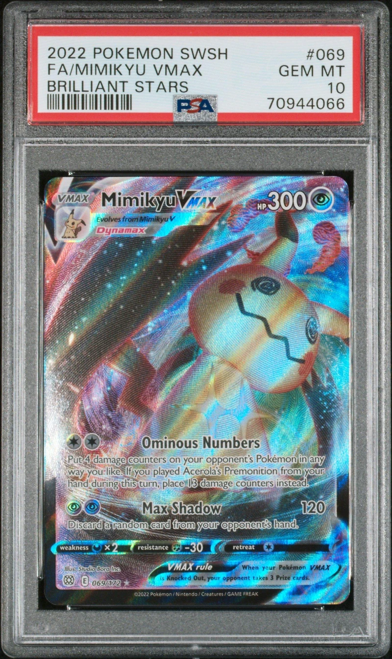 2022 Pokemon Sword & Shield Brilliant Stars 069 Full Art/mimikyu Vmax PSA