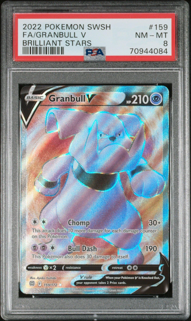 2022 Pokemon Sword & Shield Brilliant Stars 159 Full Art/granbull V PSA 8