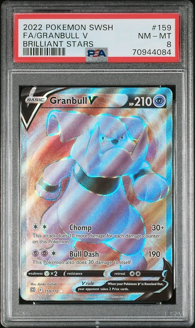 2022 Pokemon Sword & Shield Brilliant Stars 159 Full Art/granbull V PSA 8