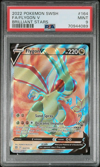 2022 Pokemon Sword & Shield Brilliant Stars 164 Full Art/flygon V PSA