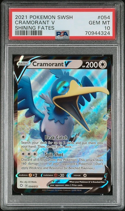 2021 Pokemon Sword & Shield Shining Fates 054 Cramorant V PSA 10