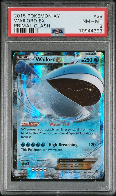 2015 Pokemon Xy Primal Clash 38 Wailord Ex PSA 8