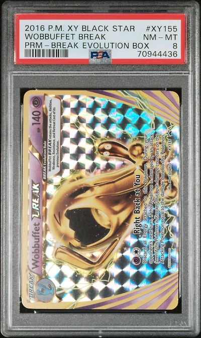 2016 Pokemon Xy Black Star Promo Xy155 Wobbuffet Break Break Evolution Box PSA 8