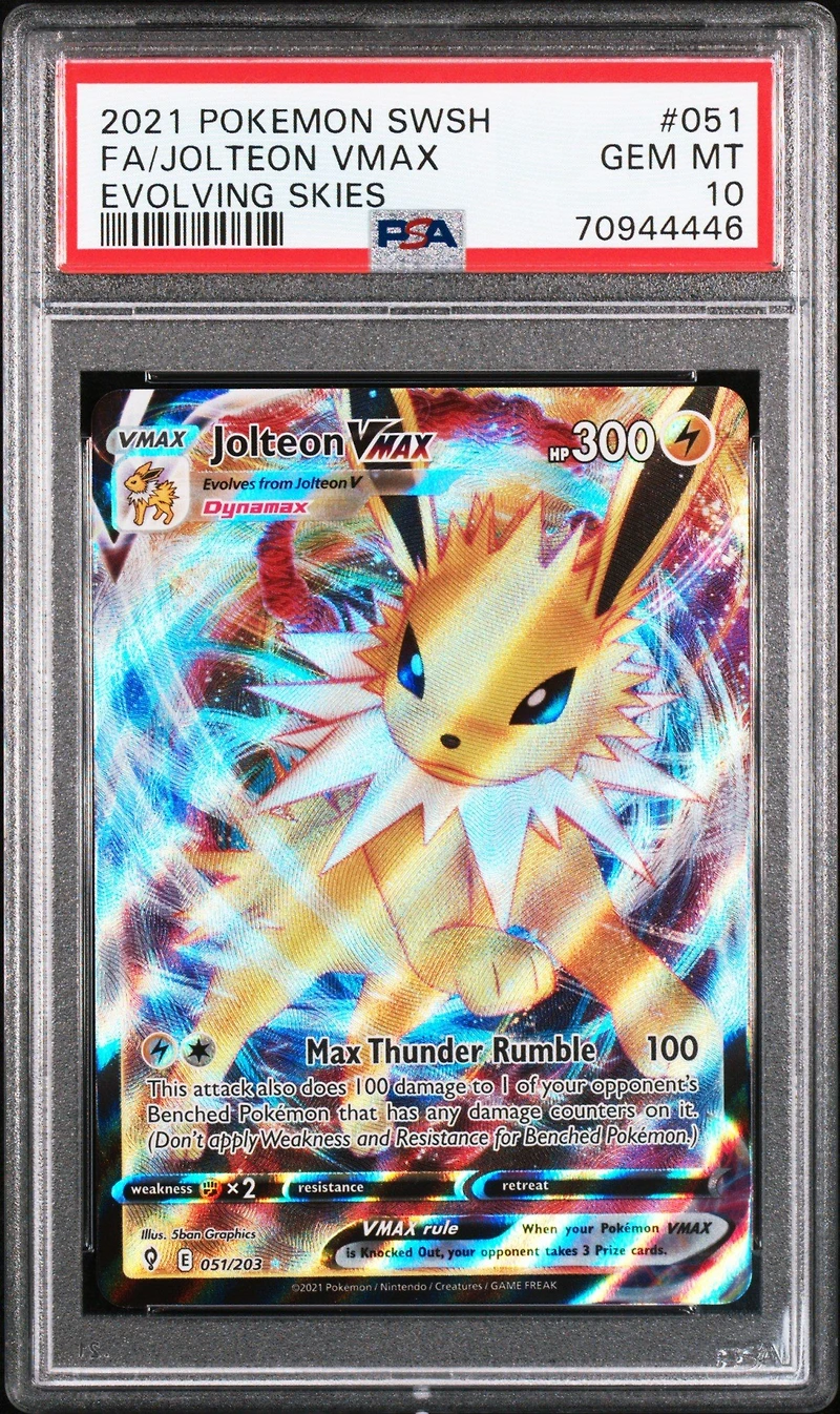 2021 Pokemon Sword & Shield Evolving Skies 051 Full Art/jolteon Vmax PSA 10