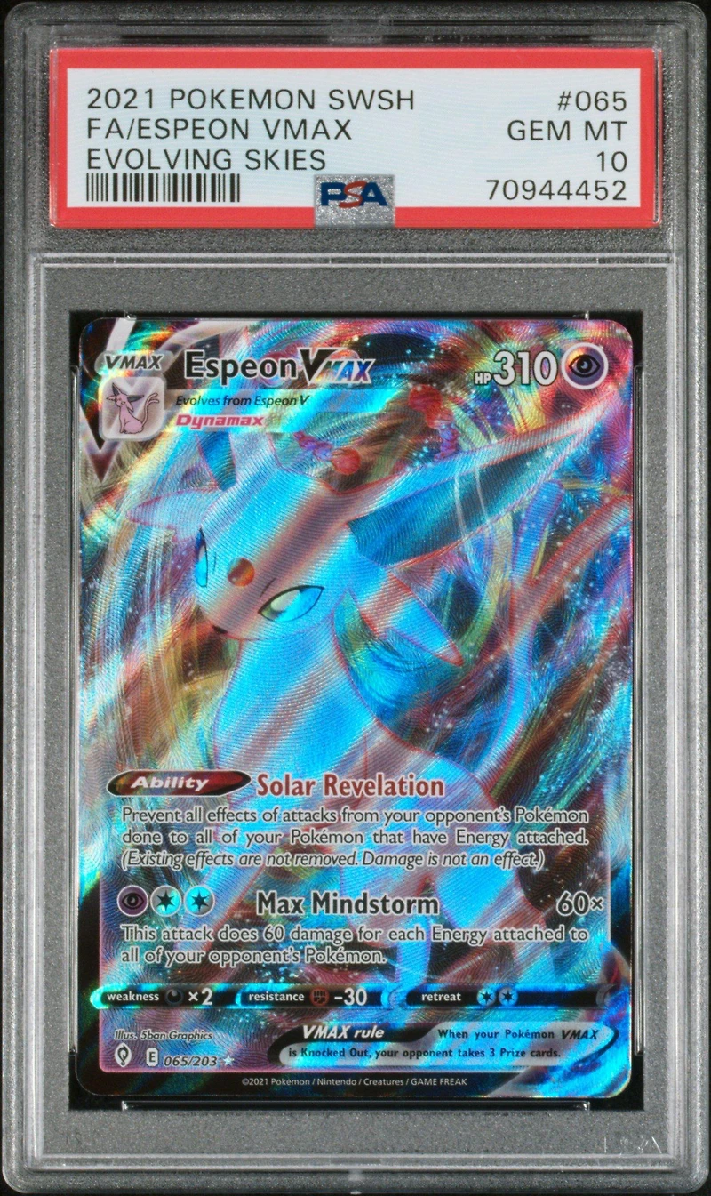 2021 Pokemon Sword & Shield Evolving Skies 065 Full Art/espeon Vmax PSA