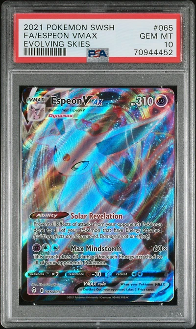 2021 Pokemon Sword & Shield Evolving Skies 065 Full Art/espeon Vmax PSA