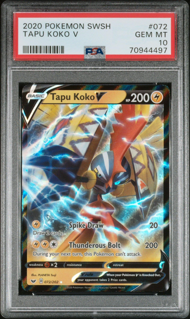 2020 Pokemon Sword & Shield 072 Tapu Koko V PSA 10