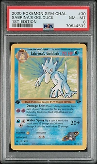 2000 Pokemon Gym Challenge 30 Sabrina's Golduck 1st Edition PSA 8
